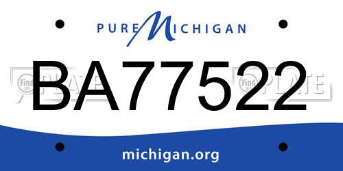 BA77522 Michigan License Plate