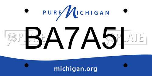 BA7A5I Michigan License Plate