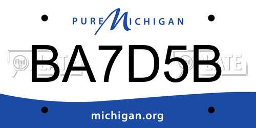 BA7D5B Michigan License Plate