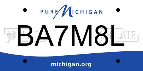 BA7M8L Michigan License Plate