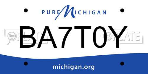 BA7T0Y Michigan License Plate