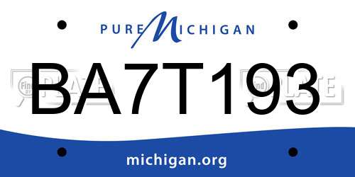 BA7T193 Michigan License Plate