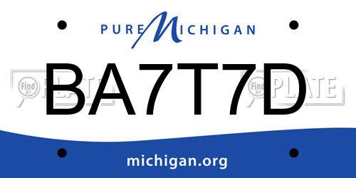 BA7T7D Michigan License Plate