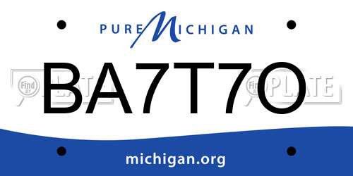 BA7T7O Michigan License Plate