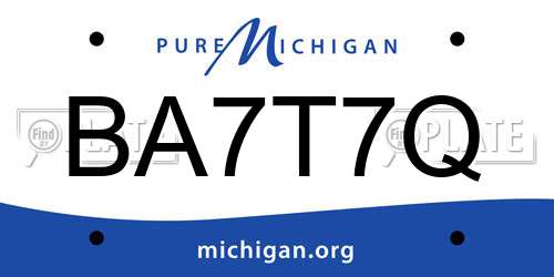 BA7T7Q Michigan License Plate