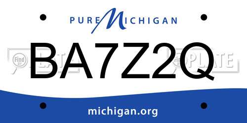 BA7Z2Q Michigan License Plate