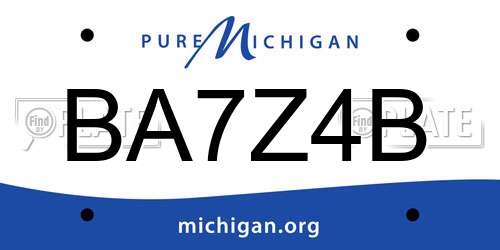 BA7Z4B Michigan License Plate