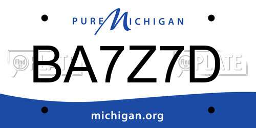 BA7Z7D Michigan License Plate