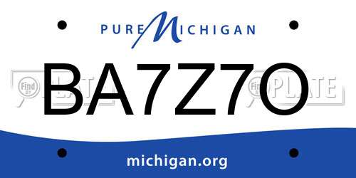 BA7Z7O Michigan License Plate