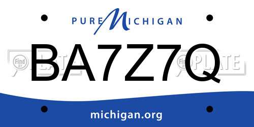 BA7Z7Q Michigan License Plate