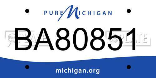 BA80851 Michigan License Plate