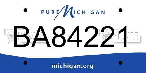 BA84221 Michigan License Plate