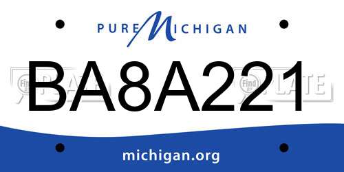 BA8A221 Michigan License Plate