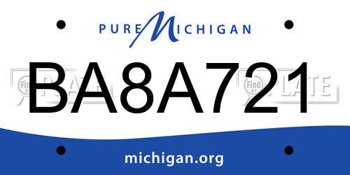 BA8A721 Michigan License Plate