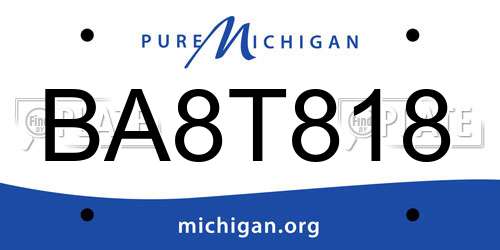 BA8T818 Michigan License Plate