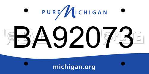 BA92073 Michigan License Plate