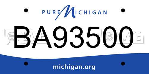 BA93500 Michigan License Plate