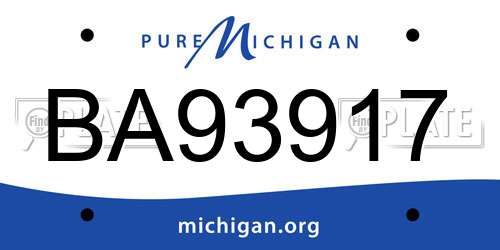 BA93917 Michigan License Plate