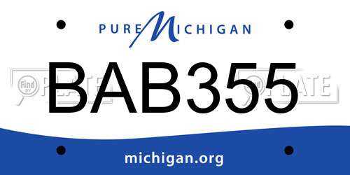 BAB355 Michigan License Plate
