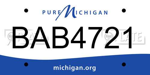 BAB4721 Michigan License Plate