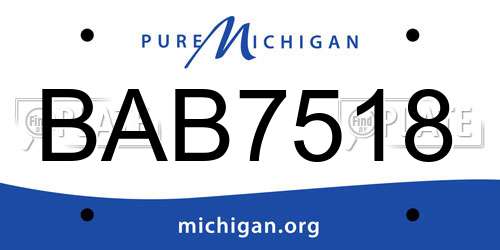 BAB7518 Michigan License Plate