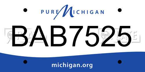 BAB7525 Michigan License Plate