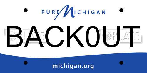 BACK0UT Michigan License Plate