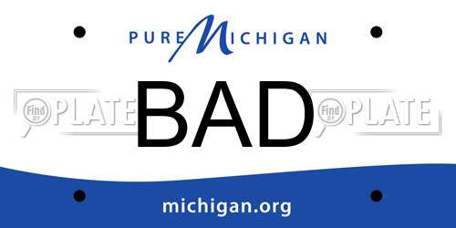 BAD Michigan License Plate