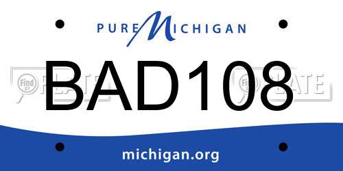 BAD108 Michigan License Plate