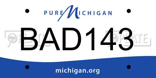 BAD143 Michigan License Plate