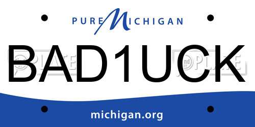 BAD1UCK Michigan License Plate