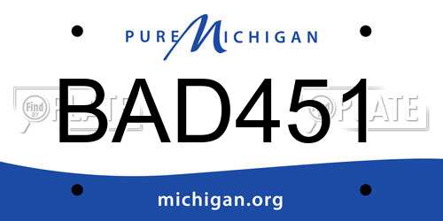 BAD451 Michigan License Plate