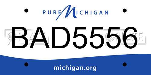 BAD5556 Michigan License Plate