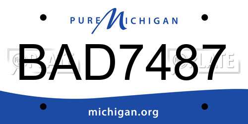 BAD7487 Michigan License Plate