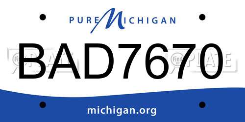 BAD7670 Michigan License Plate