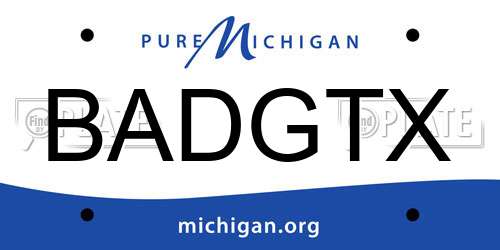 BADGTX Michigan License Plate