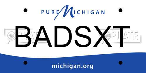 BADSXT Michigan License Plate