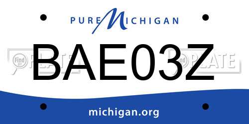 BAE03Z Michigan License Plate