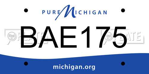 BAE175 Michigan License Plate