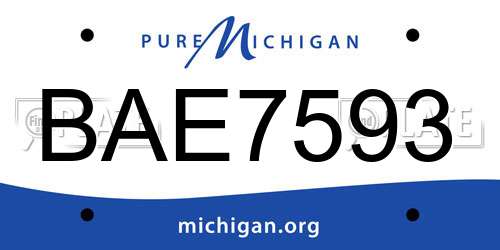 BAE7593 Michigan License Plate