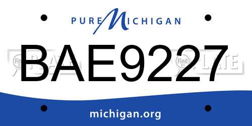 BAE9227 Michigan License Plate