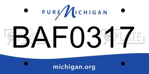 BAF0317 Michigan License Plate