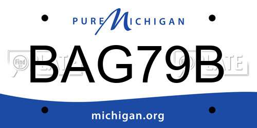 BAG79B Michigan License Plate