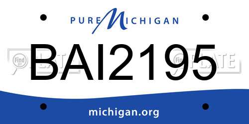 BAI2195 Michigan License Plate