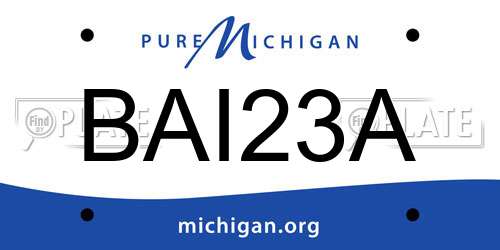 BAI23A Michigan License Plate
