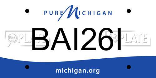 BAI26I Michigan License Plate