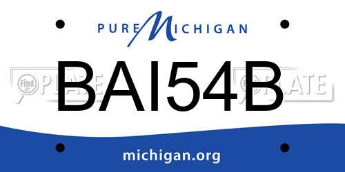 BAI54B Michigan License Plate
