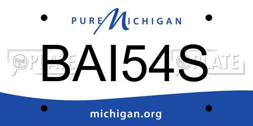 BAI54S Michigan License Plate