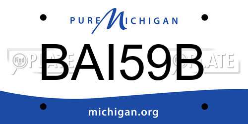 BAI59B Michigan License Plate