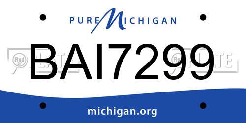 BAI7299 Michigan License Plate